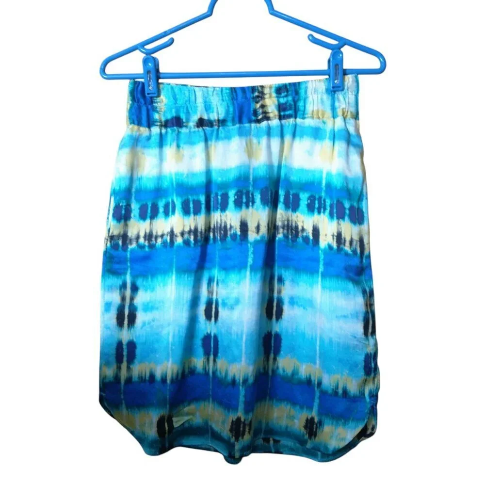 Banana Republic 100% Silk Skirt Size 6 Tie Dye Mini Skirt Pockets Hippie
